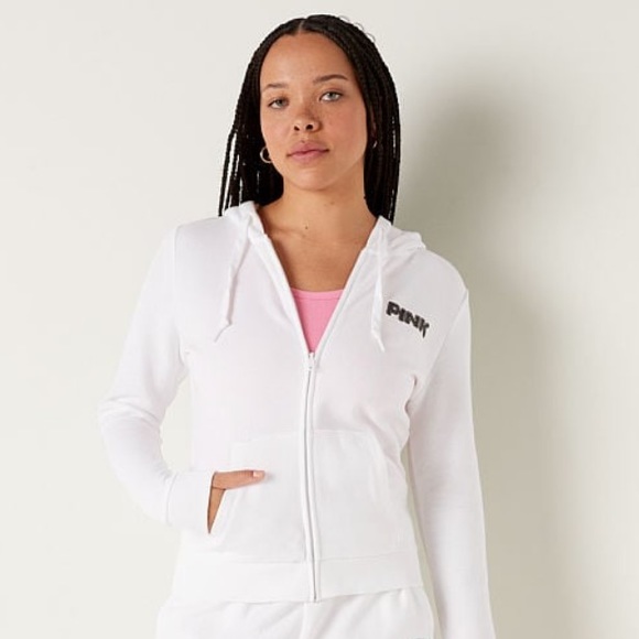 Vs Victorias Secret Pink Perfect Full Zip Hoodie Sweater Jacket Top Tropical S - Picture 3 of 8